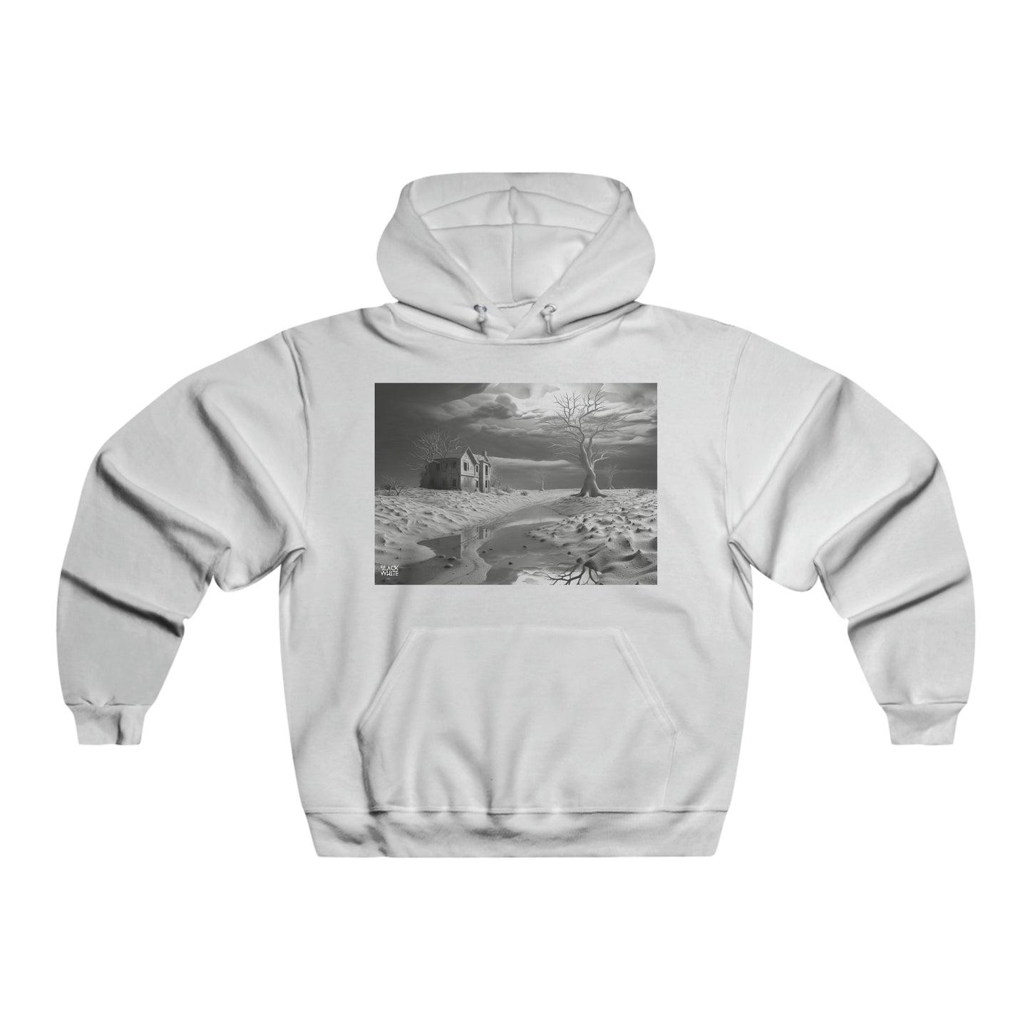 Surreal Dreamscapes - Men's Black White Trends Hooded Sweatshirt