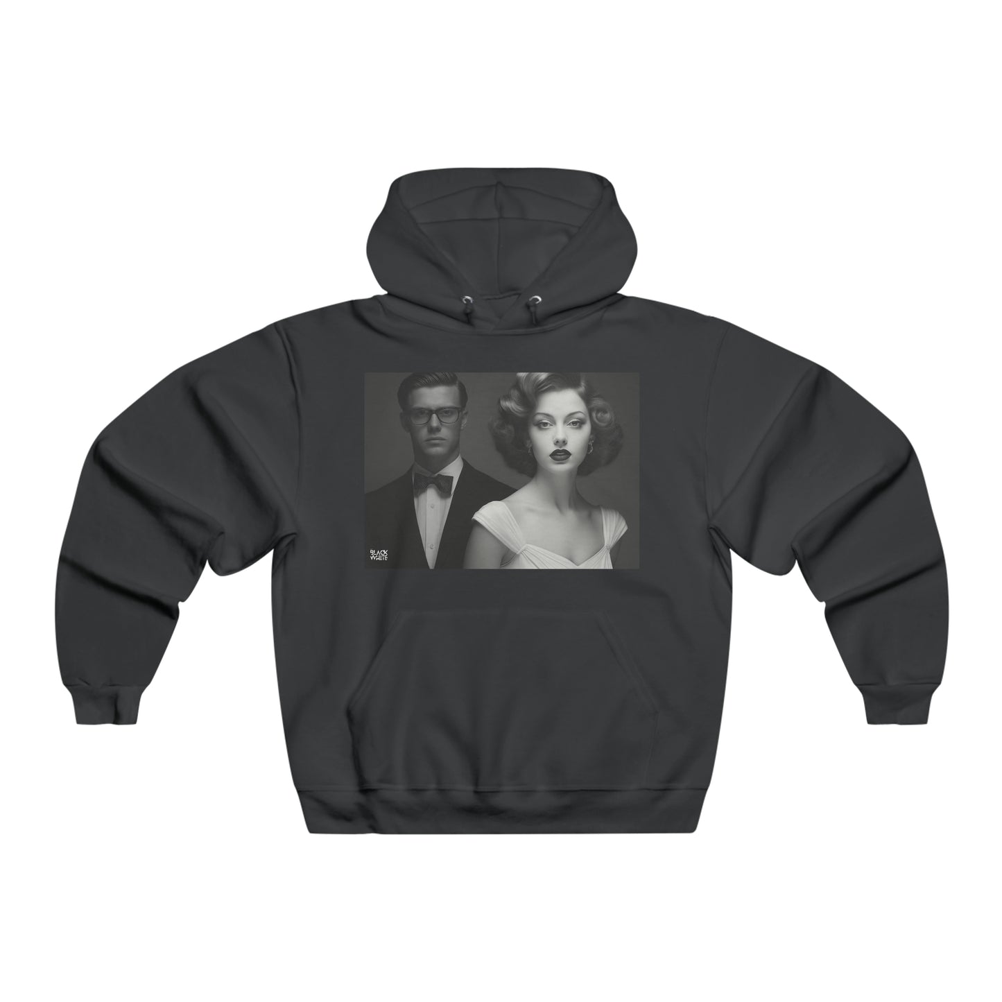 Vintage Portraits - Men's Black White Trends Hooded Sweatshirt